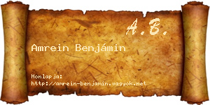 Amrein Benjámin névjegykártya